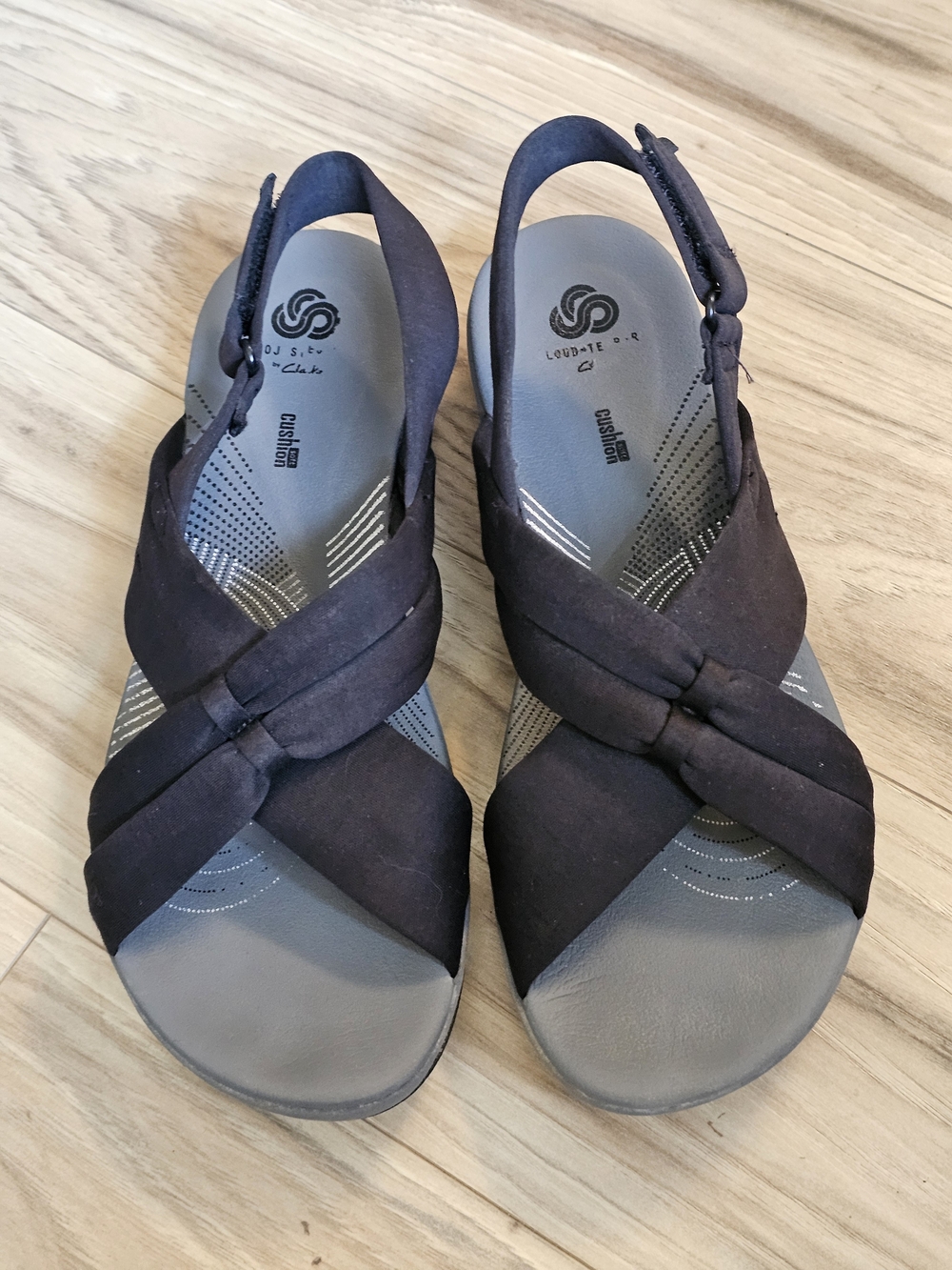 Clarks Black Crossover Slingback Sandals